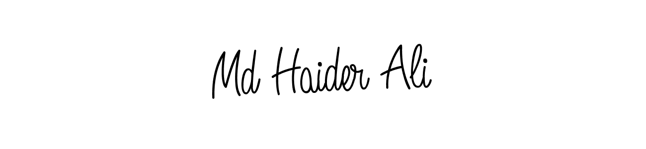 You should practise on your own different ways (Angelique-Rose-font-FFP) to write your name (Md Haider Ali) in signature. don't let someone else do it for you. Md Haider Ali signature style 5 images and pictures png