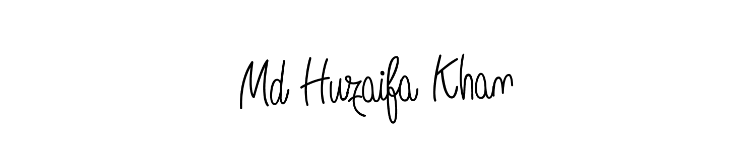 You should practise on your own different ways (Angelique-Rose-font-FFP) to write your name (Md Huzaifa Khan) in signature. don't let someone else do it for you. Md Huzaifa Khan signature style 5 images and pictures png