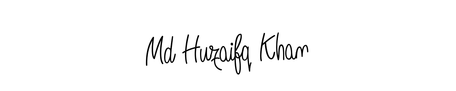 You should practise on your own different ways (Angelique-Rose-font-FFP) to write your name (Md Huzaifq Khan) in signature. don't let someone else do it for you. Md Huzaifq Khan signature style 5 images and pictures png