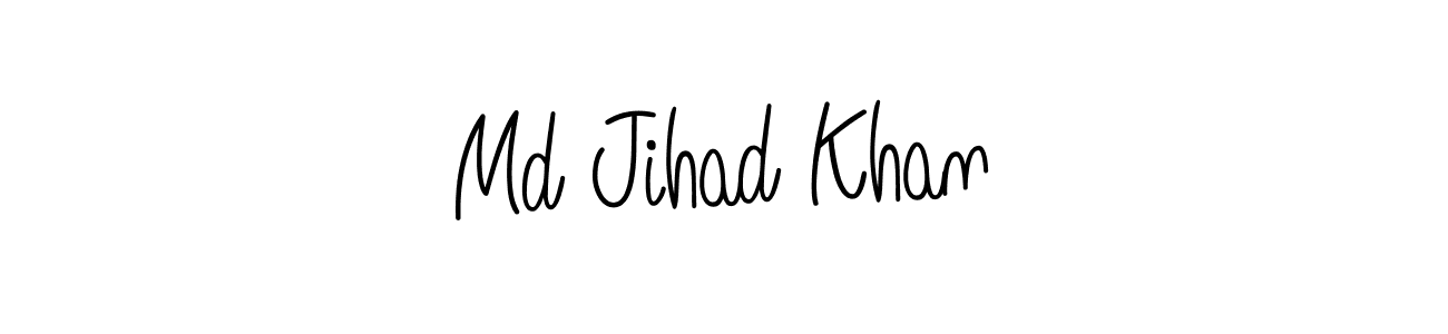 You should practise on your own different ways (Angelique-Rose-font-FFP) to write your name (Md Jihad Khan) in signature. don't let someone else do it for you. Md Jihad Khan signature style 5 images and pictures png