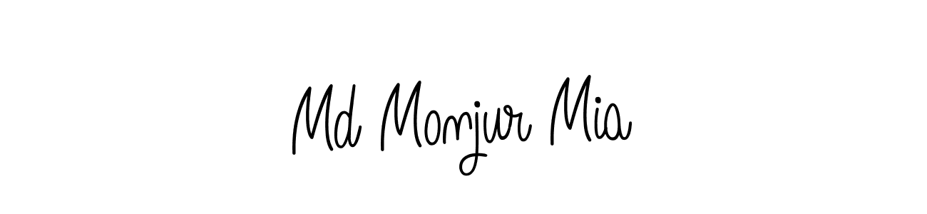 The best way (Angelique-Rose-font-FFP) to make a short signature is to pick only two or three words in your name. The name Md Monjur Mia include a total of six letters. For converting this name. Md Monjur Mia signature style 5 images and pictures png