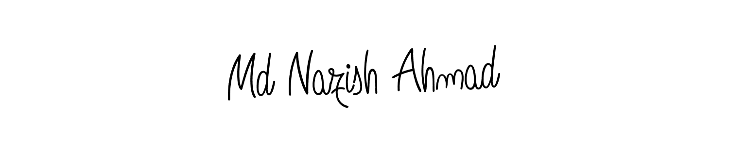 The best way (Angelique-Rose-font-FFP) to make a short signature is to pick only two or three words in your name. The name Md Nazish Ahmad include a total of six letters. For converting this name. Md Nazish Ahmad signature style 5 images and pictures png