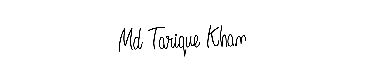You should practise on your own different ways (Angelique-Rose-font-FFP) to write your name (Md Tarique Khan) in signature. don't let someone else do it for you. Md Tarique Khan signature style 5 images and pictures png