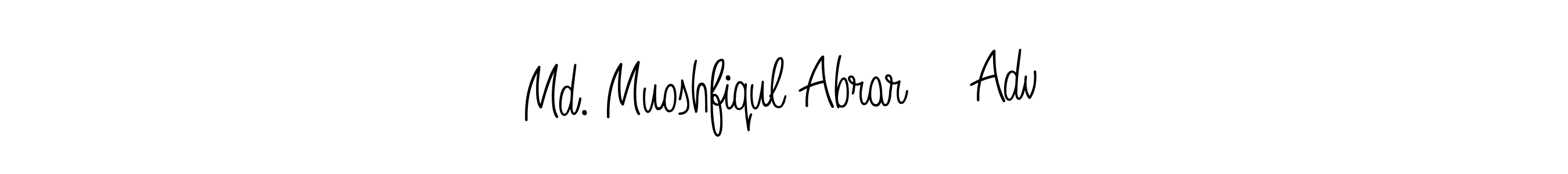 Use a signature maker to create a handwritten signature online. With this signature software, you can design (Angelique-Rose-font-FFP) your own signature for name Md. Muoshfiqul Abrar    Adv. Md. Muoshfiqul Abrar    Adv signature style 5 images and pictures png