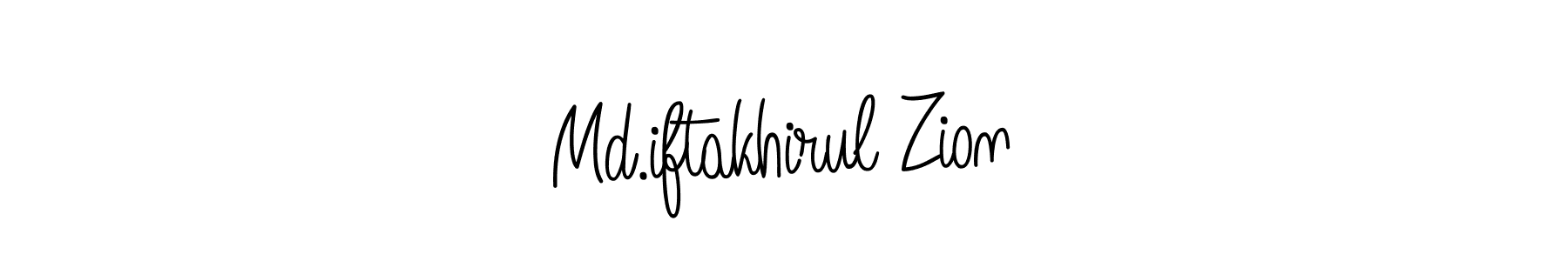 The best way (Angelique-Rose-font-FFP) to make a short signature is to pick only two or three words in your name. The name Md.iftakhirul Zion include a total of six letters. For converting this name. Md.iftakhirul Zion signature style 5 images and pictures png