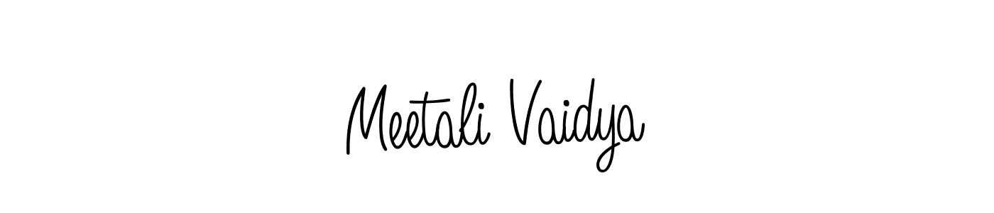 How to make Meetali Vaidya name signature. Use Angelique-Rose-font-FFP style for creating short signs online. This is the latest handwritten sign. Meetali Vaidya signature style 5 images and pictures png
