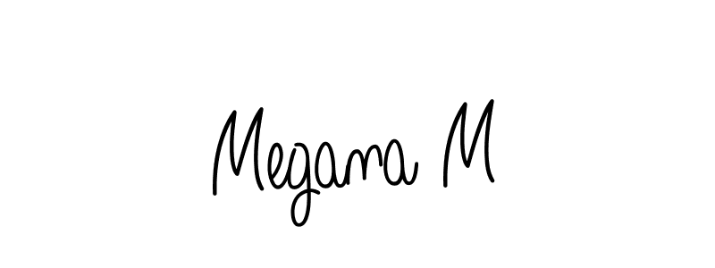 The best way (Angelique-Rose-font-FFP) to make a short signature is to pick only two or three words in your name. The name Megana M include a total of six letters. For converting this name. Megana M signature style 5 images and pictures png