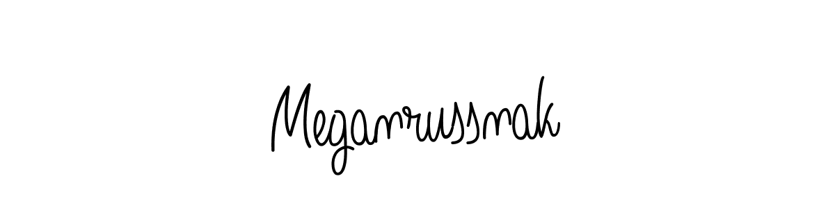 Make a beautiful signature design for name Meganrussnak. With this signature (Angelique-Rose-font-FFP) style, you can create a handwritten signature for free. Meganrussnak signature style 5 images and pictures png