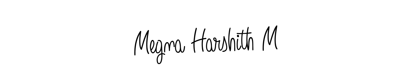 The best way (Angelique-Rose-font-FFP) to make a short signature is to pick only two or three words in your name. The name Megna Harshith M include a total of six letters. For converting this name. Megna Harshith M signature style 5 images and pictures png