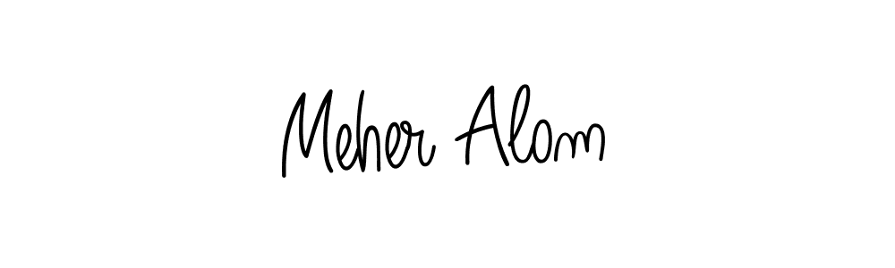 Make a beautiful signature design for name Meher Alom. With this signature (Angelique-Rose-font-FFP) style, you can create a handwritten signature for free. Meher Alom signature style 5 images and pictures png