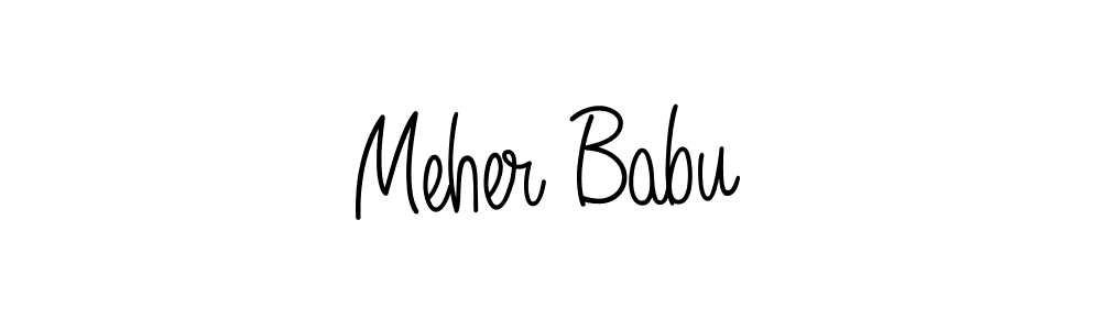 Use a signature maker to create a handwritten signature online. With this signature software, you can design (Angelique-Rose-font-FFP) your own signature for name Meher Babu. Meher Babu signature style 5 images and pictures png