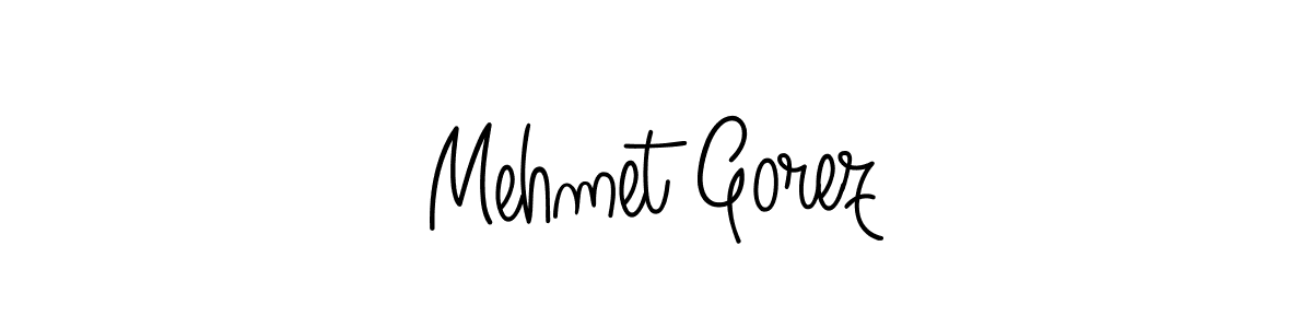 Make a beautiful signature design for name Mehmet Gorez. With this signature (Angelique-Rose-font-FFP) style, you can create a handwritten signature for free. Mehmet Gorez signature style 5 images and pictures png