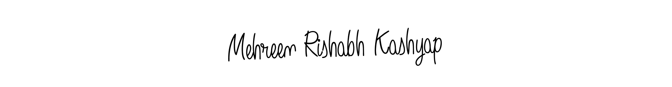 How to make Mehreen Rishabh Kashyap name signature. Use Angelique-Rose-font-FFP style for creating short signs online. This is the latest handwritten sign. Mehreen Rishabh Kashyap signature style 5 images and pictures png