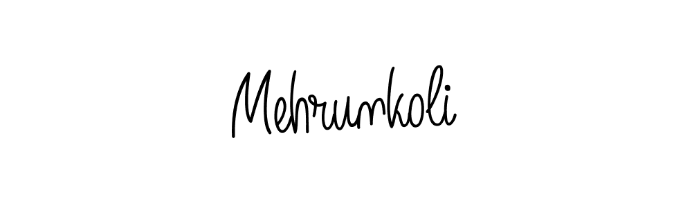 Angelique-Rose-font-FFP is a professional signature style that is perfect for those who want to add a touch of class to their signature. It is also a great choice for those who want to make their signature more unique. Get Mehrunkoli name to fancy signature for free. Mehrunkoli signature style 5 images and pictures png