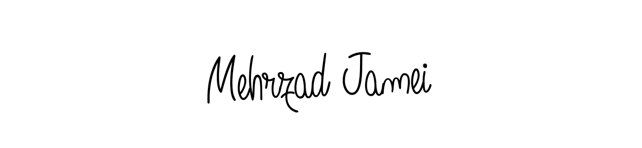 The best way (Angelique-Rose-font-FFP) to make a short signature is to pick only two or three words in your name. The name Mehrzad Jamei include a total of six letters. For converting this name. Mehrzad Jamei signature style 5 images and pictures png