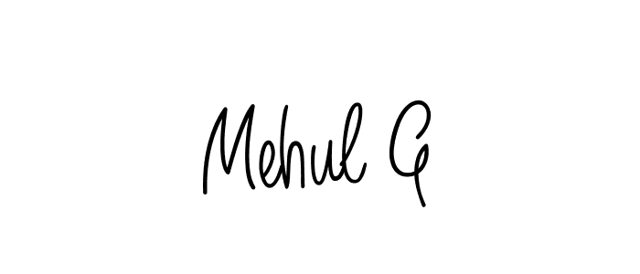 How to make Mehul G name signature. Use Angelique-Rose-font-FFP style for creating short signs online. This is the latest handwritten sign. Mehul G signature style 5 images and pictures png