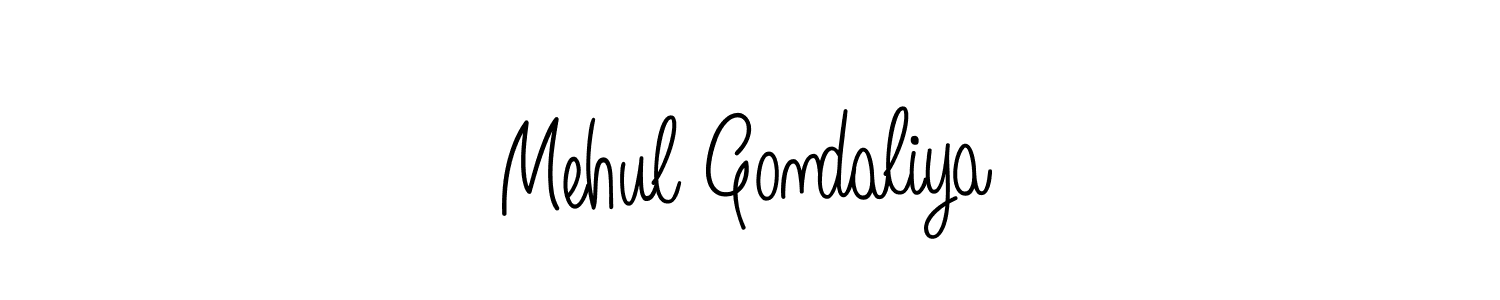 Use a signature maker to create a handwritten signature online. With this signature software, you can design (Angelique-Rose-font-FFP) your own signature for name Mehul Gondaliya. Mehul Gondaliya signature style 5 images and pictures png