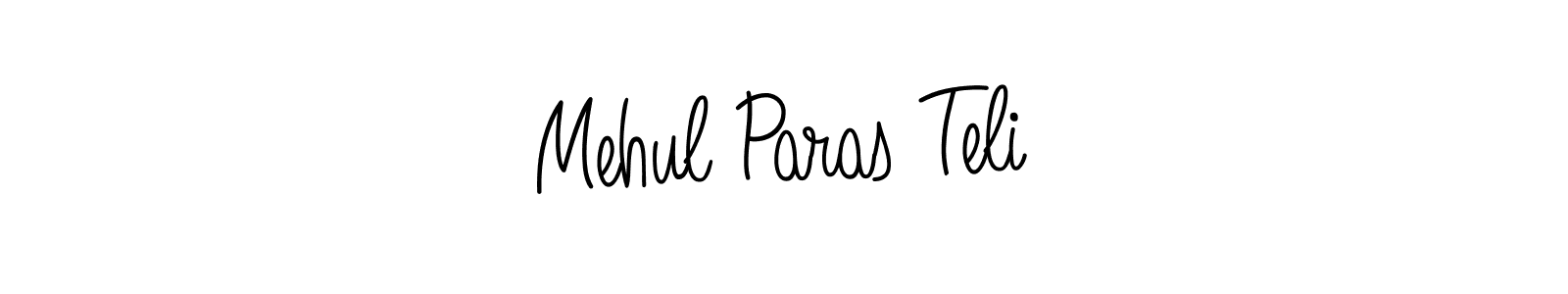 The best way (Angelique-Rose-font-FFP) to make a short signature is to pick only two or three words in your name. The name Mehul Paras Teli include a total of six letters. For converting this name. Mehul Paras Teli signature style 5 images and pictures png