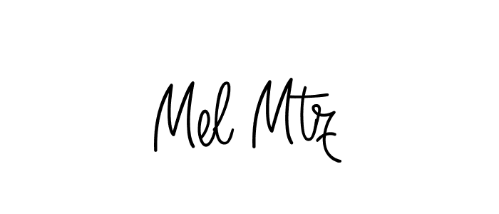 Use a signature maker to create a handwritten signature online. With this signature software, you can design (Angelique-Rose-font-FFP) your own signature for name Mel Mtz. Mel Mtz signature style 5 images and pictures png