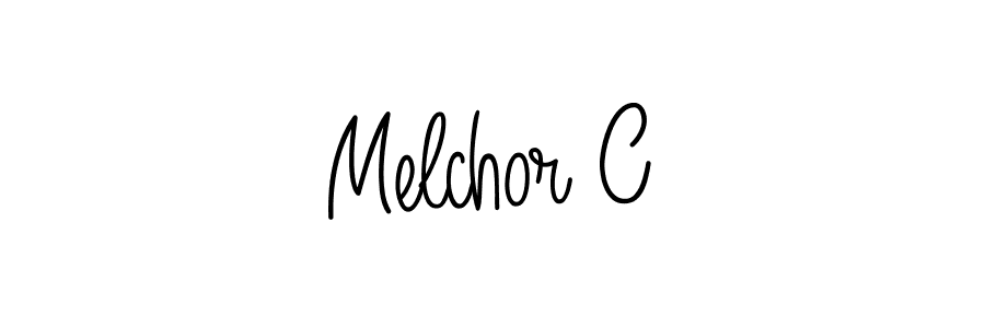 How to make Melchor C name signature. Use Angelique-Rose-font-FFP style for creating short signs online. This is the latest handwritten sign. Melchor C signature style 5 images and pictures png