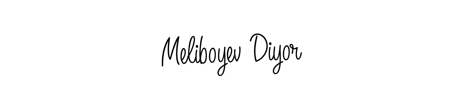 The best way (Angelique-Rose-font-FFP) to make a short signature is to pick only two or three words in your name. The name Meliboyev Diyor include a total of six letters. For converting this name. Meliboyev Diyor signature style 5 images and pictures png