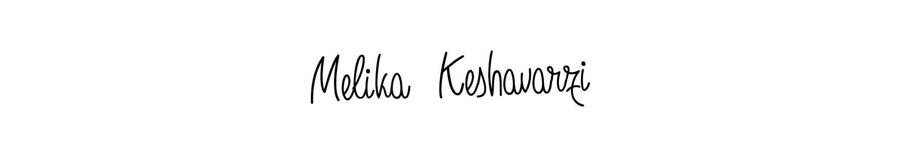 The best way (Angelique-Rose-font-FFP) to make a short signature is to pick only two or three words in your name. The name Melika  Keshavarzi include a total of six letters. For converting this name. Melika  Keshavarzi signature style 5 images and pictures png