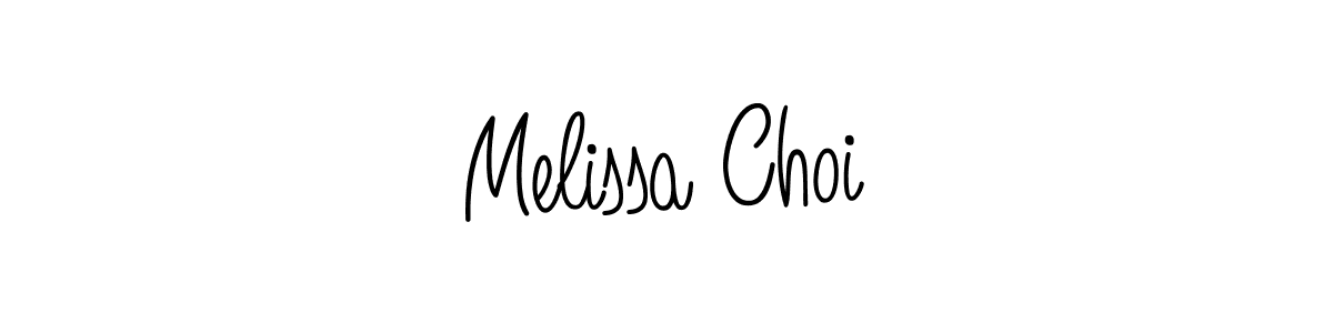 You should practise on your own different ways (Angelique-Rose-font-FFP) to write your name (Melissa Choi) in signature. don't let someone else do it for you. Melissa Choi signature style 5 images and pictures png
