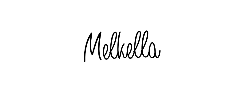 Use a signature maker to create a handwritten signature online. With this signature software, you can design (Angelique-Rose-font-FFP) your own signature for name Melkella. Melkella signature style 5 images and pictures png