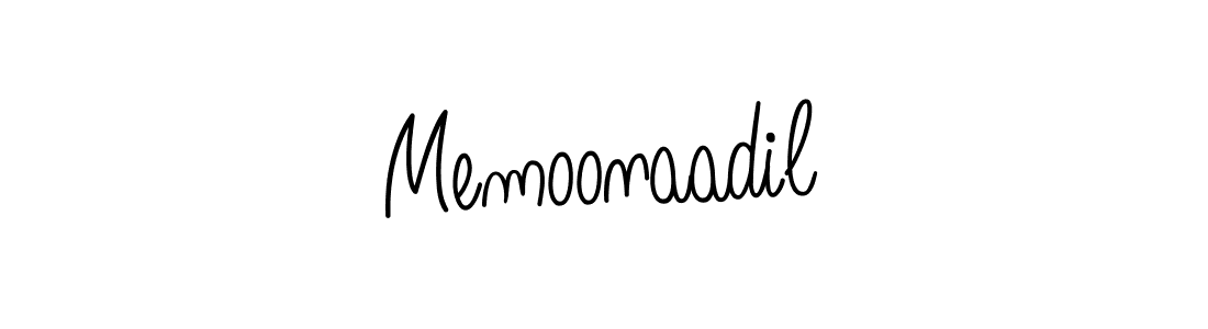 Use a signature maker to create a handwritten signature online. With this signature software, you can design (Angelique-Rose-font-FFP) your own signature for name Memoonaadil. Memoonaadil signature style 5 images and pictures png