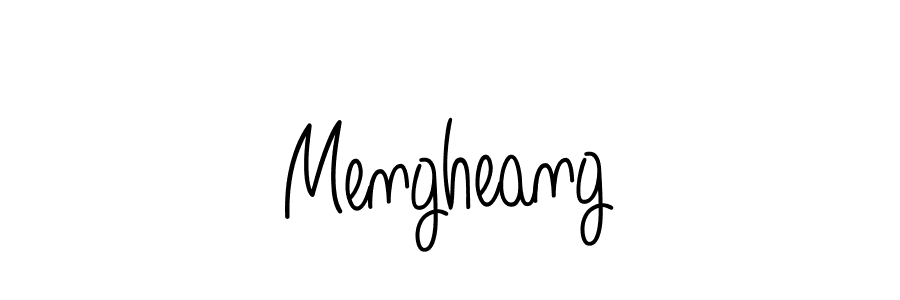 Make a beautiful signature design for name Mengheang. With this signature (Angelique-Rose-font-FFP) style, you can create a handwritten signature for free. Mengheang signature style 5 images and pictures png