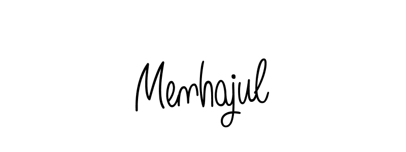 Use a signature maker to create a handwritten signature online. With this signature software, you can design (Angelique-Rose-font-FFP) your own signature for name Menhajul. Menhajul signature style 5 images and pictures png