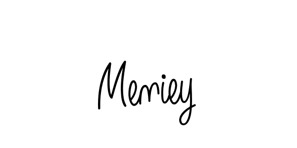 Use a signature maker to create a handwritten signature online. With this signature software, you can design (Angelique-Rose-font-FFP) your own signature for name Meniey. Meniey signature style 5 images and pictures png