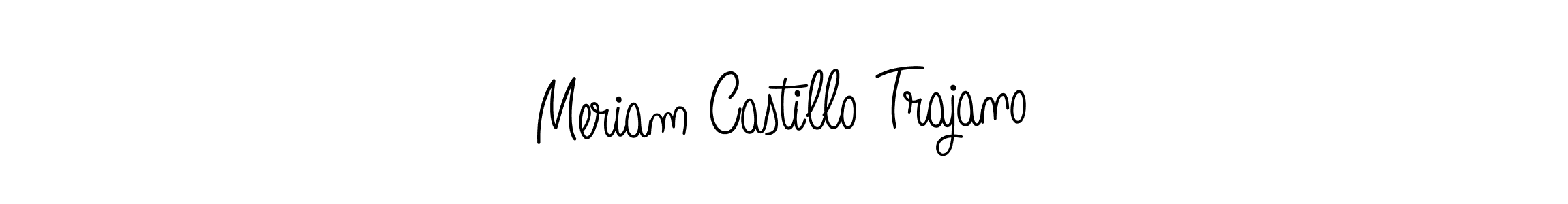 How to make Meriam Castillo Trajano name signature. Use Angelique-Rose-font-FFP style for creating short signs online. This is the latest handwritten sign. Meriam Castillo Trajano signature style 5 images and pictures png