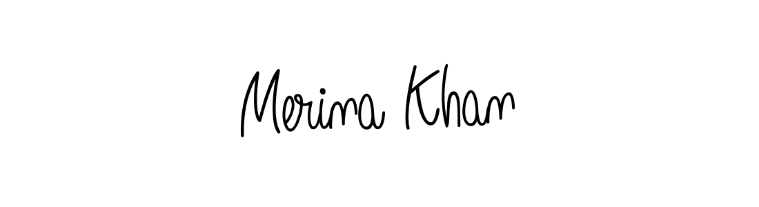 How to make Merina Khan name signature. Use Angelique-Rose-font-FFP style for creating short signs online. This is the latest handwritten sign. Merina Khan signature style 5 images and pictures png