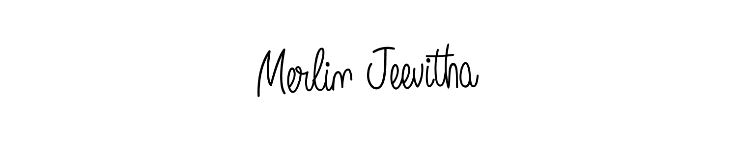 Use a signature maker to create a handwritten signature online. With this signature software, you can design (Angelique-Rose-font-FFP) your own signature for name Merlin Jeevitha. Merlin Jeevitha signature style 5 images and pictures png