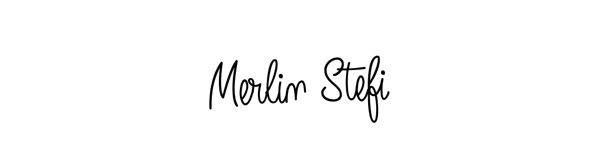 Use a signature maker to create a handwritten signature online. With this signature software, you can design (Angelique-Rose-font-FFP) your own signature for name Merlin Stefi. Merlin Stefi signature style 5 images and pictures png