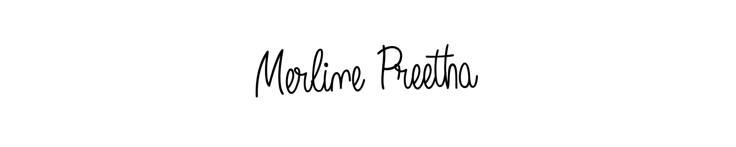 Use a signature maker to create a handwritten signature online. With this signature software, you can design (Angelique-Rose-font-FFP) your own signature for name Merline Preetha. Merline Preetha signature style 5 images and pictures png