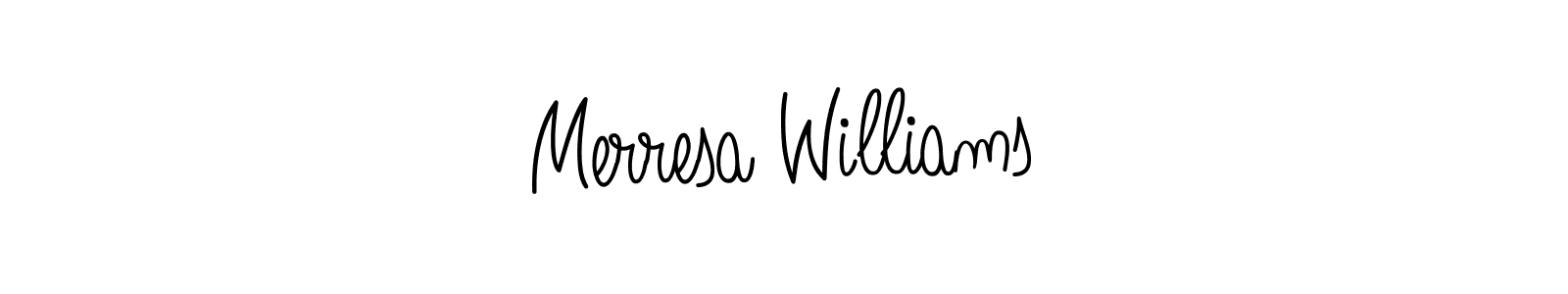 Make a beautiful signature design for name Merresa Williams. With this signature (Angelique-Rose-font-FFP) style, you can create a handwritten signature for free. Merresa Williams signature style 5 images and pictures png