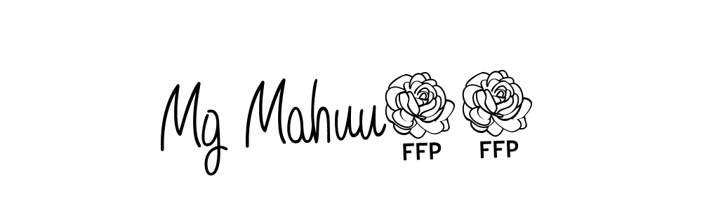 The best way (Angelique-Rose-font-FFP) to make a short signature is to pick only two or three words in your name. The name Mg Mahuu99 include a total of six letters. For converting this name. Mg Mahuu99 signature style 5 images and pictures png
