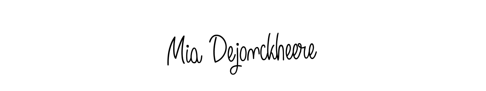 How to make Mia Dejonckheere name signature. Use Angelique-Rose-font-FFP style for creating short signs online. This is the latest handwritten sign. Mia Dejonckheere signature style 5 images and pictures png