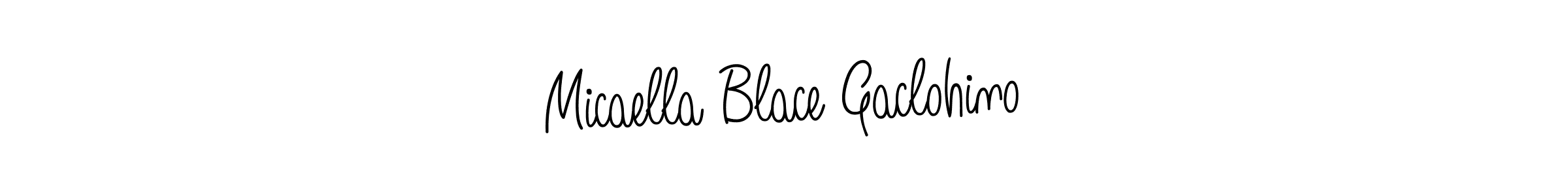 How to make Micaella Blace Gaclohino name signature. Use Angelique-Rose-font-FFP style for creating short signs online. This is the latest handwritten sign. Micaella Blace Gaclohino signature style 5 images and pictures png