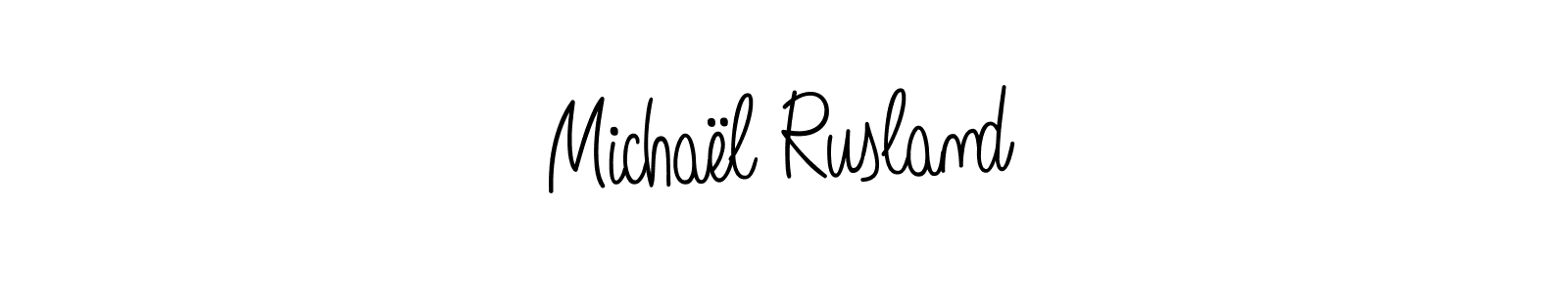 Michaël Rusland stylish signature style. Best Handwritten Sign (Angelique-Rose-font-FFP) for my name. Handwritten Signature Collection Ideas for my name Michaël Rusland. Michaël Rusland signature style 5 images and pictures png