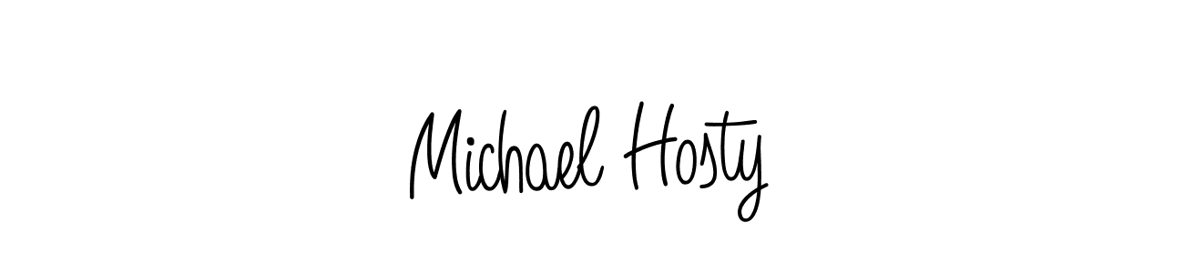 How to make Michael Hosty name signature. Use Angelique-Rose-font-FFP style for creating short signs online. This is the latest handwritten sign. Michael Hosty signature style 5 images and pictures png