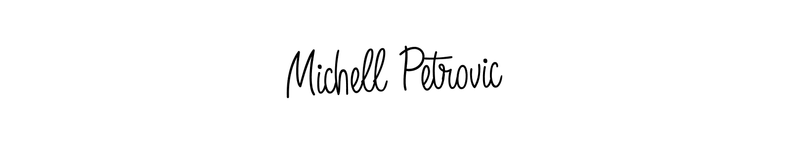 The best way (Angelique-Rose-font-FFP) to make a short signature is to pick only two or three words in your name. The name Michell Petrovic include a total of six letters. For converting this name. Michell Petrovic signature style 5 images and pictures png
