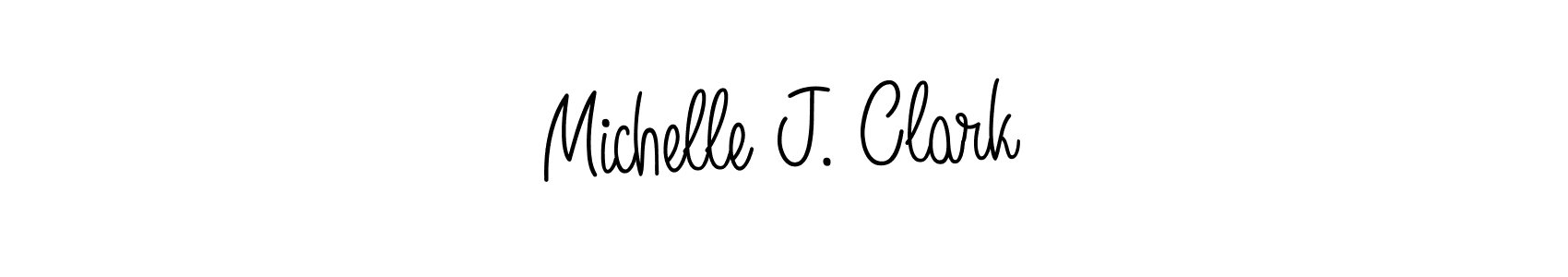 You should practise on your own different ways (Angelique-Rose-font-FFP) to write your name (Michelle J. Clark) in signature. don't let someone else do it for you. Michelle J. Clark signature style 5 images and pictures png