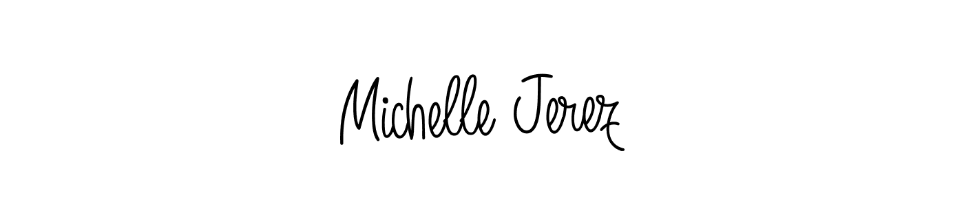 How to make Michelle Jerez name signature. Use Angelique-Rose-font-FFP style for creating short signs online. This is the latest handwritten sign. Michelle Jerez signature style 5 images and pictures png