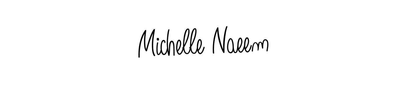 Michelle Naeem stylish signature style. Best Handwritten Sign (Angelique-Rose-font-FFP) for my name. Handwritten Signature Collection Ideas for my name Michelle Naeem. Michelle Naeem signature style 5 images and pictures png