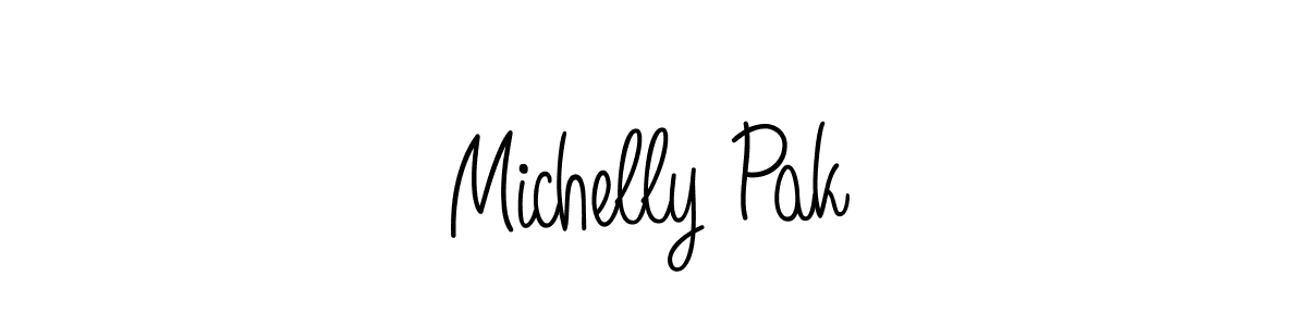 Make a beautiful signature design for name Michelly Pak. With this signature (Angelique-Rose-font-FFP) style, you can create a handwritten signature for free. Michelly Pak signature style 5 images and pictures png