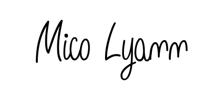 A sleek calligraphic signature for name Mico Lyann utilizing Angelique-Rose-font-FFP styling. Great for adding personal signatures to photos and art. Mico Lyann signature style 5 images and pictures png