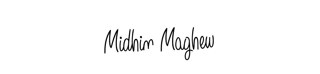 The best way (Angelique-Rose-font-FFP) to make a short signature is to pick only two or three words in your name. The name Midhin Maghew include a total of six letters. For converting this name. Midhin Maghew signature style 5 images and pictures png